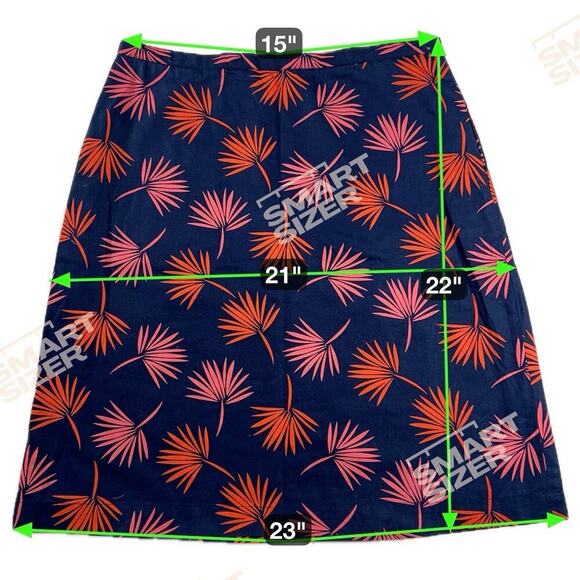 Boden Scattered Holiday Palm A-Line Skirt 22” Length Navy/Pink/Orange Size 8R - Picture 5 of 11